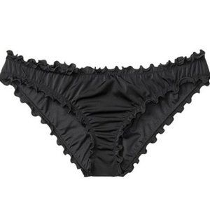 Victorias Secret Ruched Ruffle Cheeky Bikini Swim Bottom Black NWT
